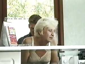 Ficky Martin shags a blond very hairy granny extremely brutal on the hotel desk